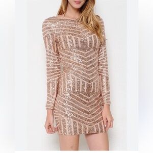 Hello Molly Rose Gold sequin dress 6 NWT